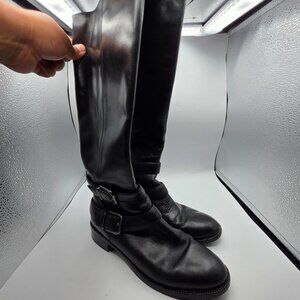 Via Spiga Bernadette Womens Size 10 M Black Leather Riding Tall Boots